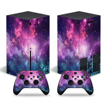 Για κονσόλα Xbox Series X και 2 χειριστήρια Skin Sticker Nebula Design Προστατευτικό κάλυμμα περιτυλίγματος βινυλίου Πλήρες σετ