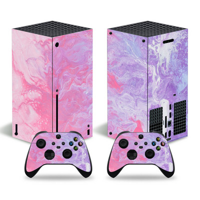 Xbox Series X konzolhoz és 2 vezérlőhöz Skin Sticker Nebula Design védő vinyl borító teljes készlet