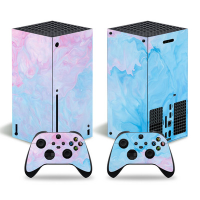 Xbox Series X konzolhoz és 2 vezérlőhöz Skin Sticker Nebula Design védő vinyl borító teljes készlet