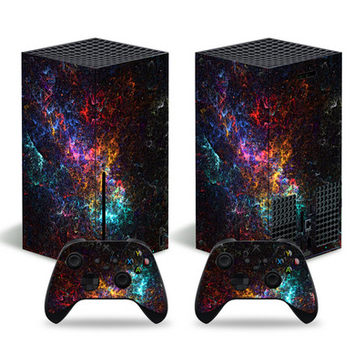 Xbox Series X konzolhoz és 2 vezérlőhöz Skin Sticker Nebula Design védő vinyl borító teljes készlet