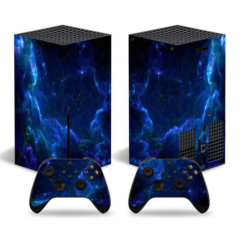 Xbox Series X konzolhoz és 2 vezérlőhöz Skin Sticker Nebula Design védő vinyl borító teljes készlet