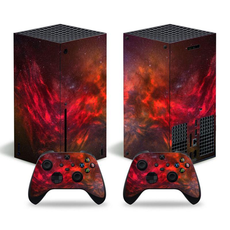 Xbox Series X konzolhoz és 2 vezérlőhöz Skin Sticker Nebula Design védő vinyl borító teljes készlet