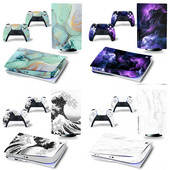 GAMEGENIXX PS5 standardse plaadi nahakleebis Marmorist tekstuuriga kaitsev vinüülkleebise kate PS5 konsooli ja 2 kontrolleri jaoks
