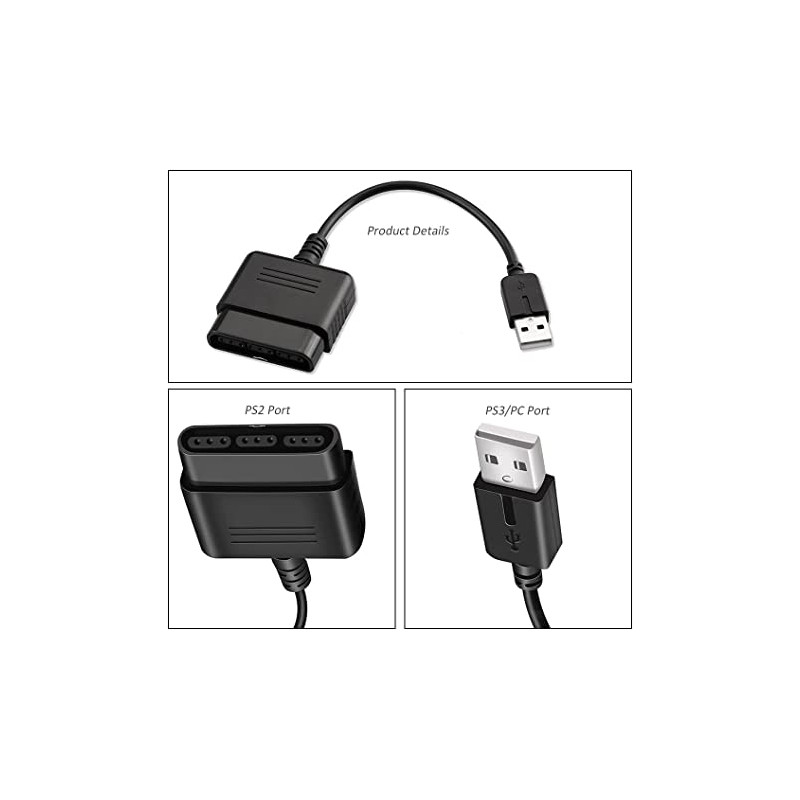 Pretvarač PS2 kontrolera u USB adapter, kompatibilan s PS1/PS2 kontrolerom Gamepad na PS3/PC kontroler Nije potreban upravljački program