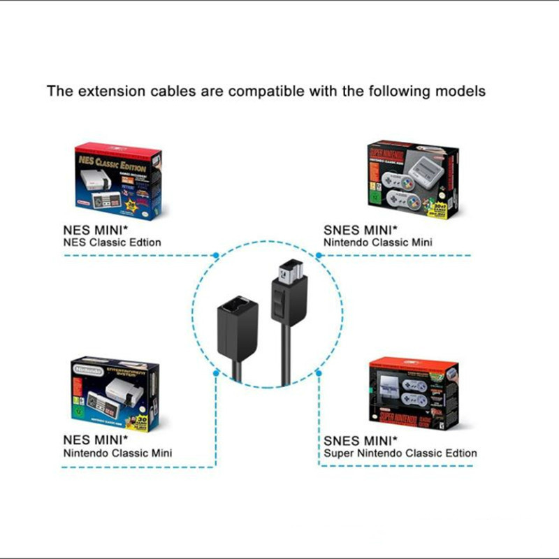 3 m ilgintuvo kabelio laidas žaidimų prailginimo laidas skirtas Nintendo SNES Classic Mini valdiklis NES valdikliui Wii valdikliui