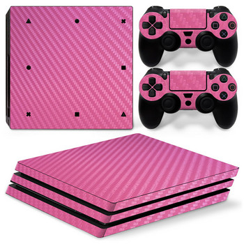 за PS4 PRO - въглеродни влакна, черно, бяло, червено злато - Playstation 4 Vinyl Console Skin Decal Sticker + 2 Controller Skins Set