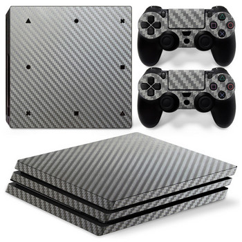 για PS4 PRO - Carbon Fiber, Black White Red Gold - Playstation 4 Vinyl Console Skin Decal Sticker + 2 Controller Skins Set