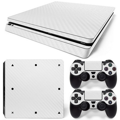 PS4 PRO-hoz - Szénszálas, fekete fehér-piros arany - Playstation 4 vinyl konzol bőrön matrica matrica + 2 kontroller bőr készlet