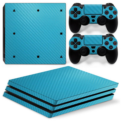 PS4 PRO-hoz - Szénszálas, fekete fehér-piros arany - Playstation 4 vinyl konzol bőrön matrica matrica + 2 kontroller bőr készlet