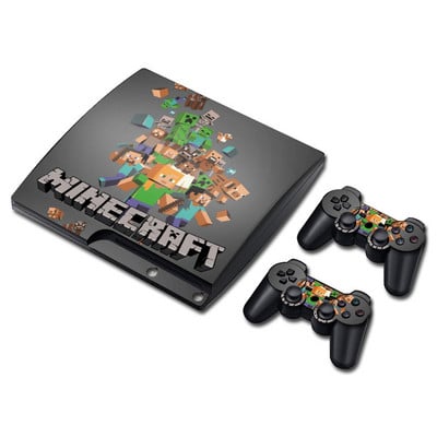 PS 3 Slim Console Skins + 2PCS Joypad valdiklio lipdukai, skirti PS 3 Slim Vinyl Skin lipdukas PS 3 plonam lipdukui