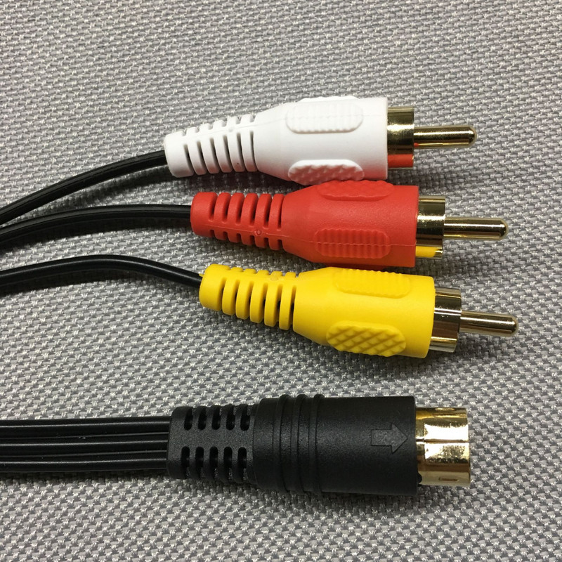 Zelta pārklājuma/niķeļa pārklājuma spraudnis karstā izpārdošana Izturīgs 1,8 M 6 pēdu audio-video AV kabelis priekš Sega priekš Saturn A/V RCA savienojuma vads