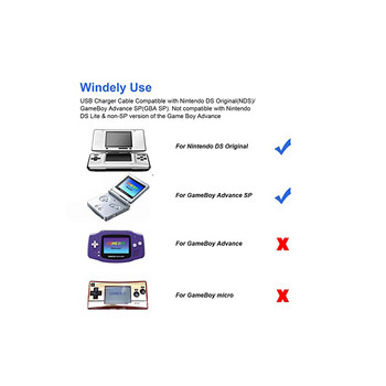 Καλώδιο φόρτισης GBA SP, Καλώδιο φόρτισης Gameboy Advance SP Καλώδιο φόρτισης NDS για γνήσιο Nintendo DS USB και καλώδιο τροφοδοσίας 3,9 πόδια