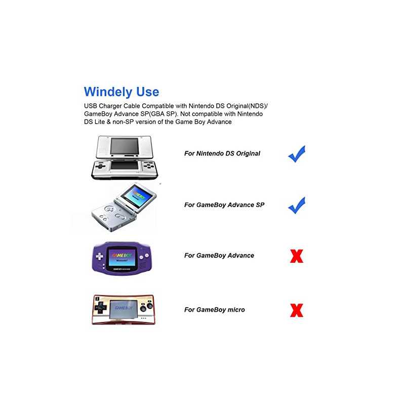 GBA SP kabel za punjenje, Gameboy Advance SP kabel za punjenje NDS kabel za punjenje za originalni Nintendo DS USB i kabel za napajanje 3,9 ft