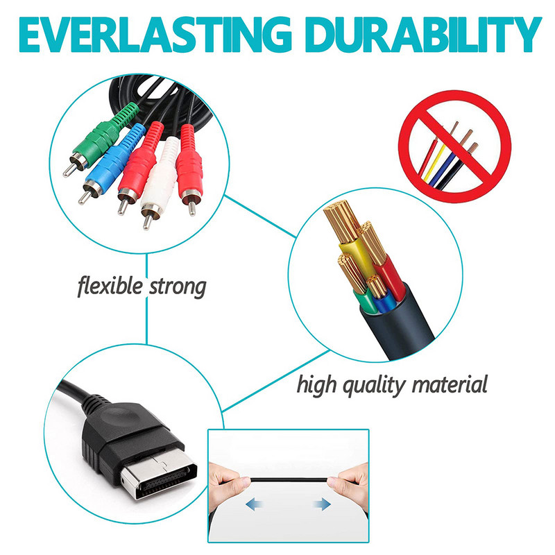 Cablu audio video de înlocuire 1080P 1080P HD TV RCA AV pentru accesorii pentru consola de jocuri Microsoft Xbox prima generație