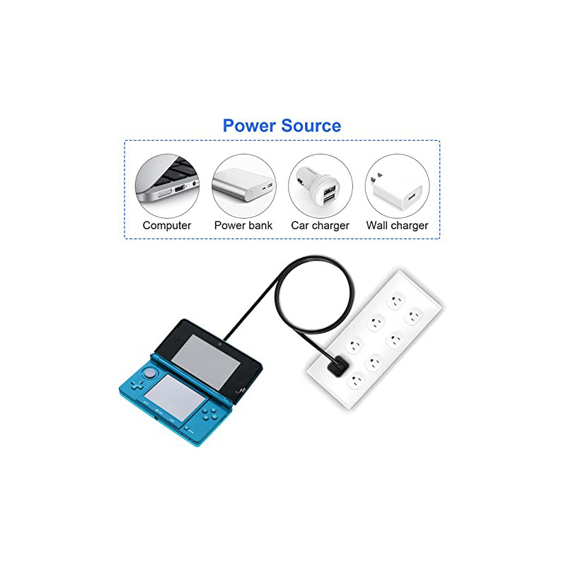 3DS USB lādētāja kabelis, strāvas uzlādes vads priekš Nintendo New 3DS XL/Jaunais 3DS/ 3DS XL/ 3DS/ Jaunais 2DS XL/Jaunais 2DS/ 2DS XL/ 2DS/ DSi