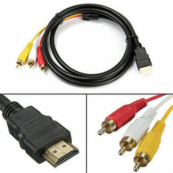 Нов ГОРЕЩ 1.8m HDMI-съвместим мъжки към 3 RCA 1080P AV за HDTV ТВ кабел кабел DVD компонент конвертиране на видео аудио P2Z2