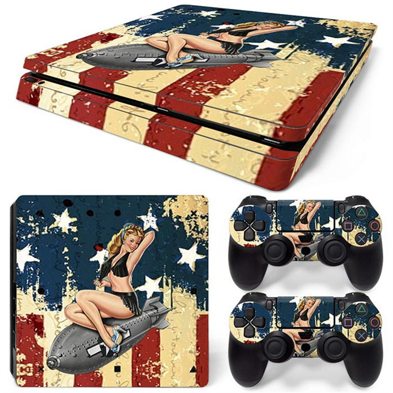 Girls 0113 PS4 Slim Skin matrica matrica borító PS4 vékony konzolhoz és 2 kontroller bőréhez Vinyl vékony matrica matrica