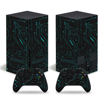 За конзола Xbox Series X и 2 контролера Стикер на кожата Геометричен дизайн Защитен етикет Подвижен капак