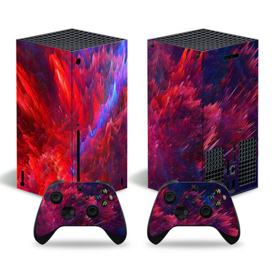 Pre konzolu Xbox Series X a 2 ovládače, nálepka s geometrickým dizajnom, ochranný odnímateľný kryt