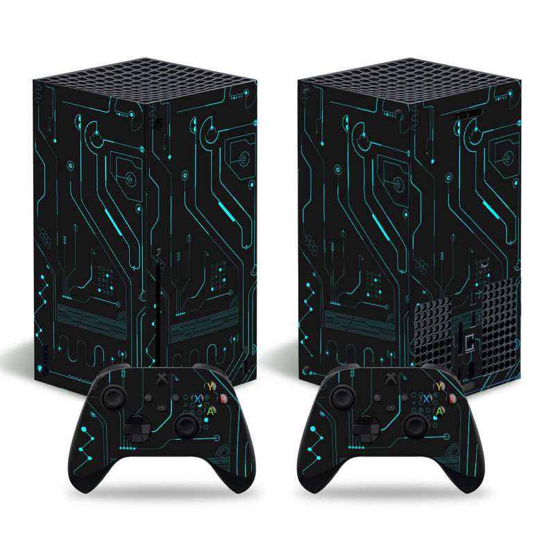 Pre konzolu Xbox Series X a 2 ovládače, nálepka s geometrickým dizajnom, ochranný odnímateľný kryt