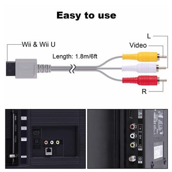 Aokin AV кабел за Wii Wii U Аудио-видео AV кабел Кабел за Nintendo Wii и Wii U, 1.8M/6FT