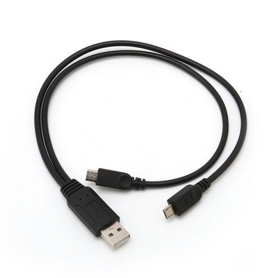 Hordozható, 38 cm-es USB-dugaszos univerzális Micro USB dupla dugós Y-adapter elosztó kábel