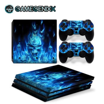 GAMEGENIXX Skull Design Skin Sticker Protective Decal Αφαιρούμενο κάλυμμα για κονσόλα PS4 Pro και 2 χειριστήρια