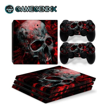 GAMEGENIXX Skull Design Skin Sticker Protective Decal Αφαιρούμενο κάλυμμα για κονσόλα PS4 Pro και 2 χειριστήρια