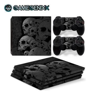 GAMEGENIXX Skull Design Skin Sticker Protective Decal Αφαιρούμενο κάλυμμα για κονσόλα PS4 Pro και 2 χειριστήρια