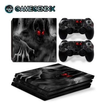 GAMEGENIXX Skull Design Skin Sticker Protective Decal Αφαιρούμενο κάλυμμα για κονσόλα PS4 Pro και 2 χειριστήρια