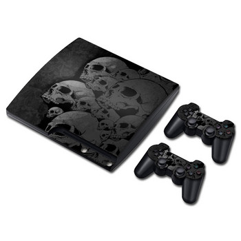 Σχέδιο κρανίου Για PS 3 Slim Console Skins+2PCS joypad controller Αυτοκόλλητα για PS 3 Slim Vinyl Skin