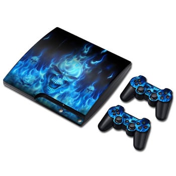 Σχέδιο κρανίου Για PS 3 Slim Console Skins+2PCS joypad controller Αυτοκόλλητα για PS 3 Slim Vinyl Skin