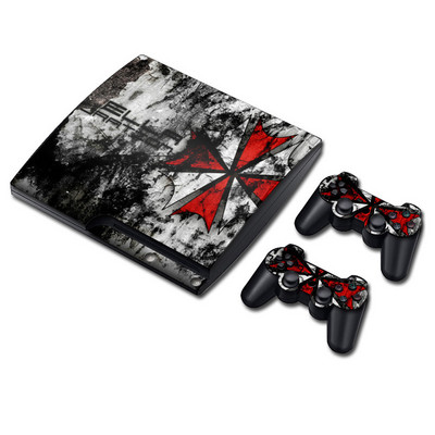 koponya kialakítás PS 3 Slim Console Skins+2PCS joypad vezérlőhöz Matricák PS 3 Slim Vinyl Skin matricákhoz