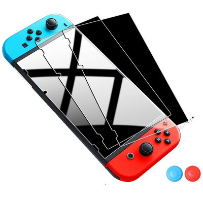 Prémium edzett üveg képernyővédő fólia hüvelykujj kompatibilis Nintendo Switch 9H tartozékok OLED/Lite NS kapcsolóhoz