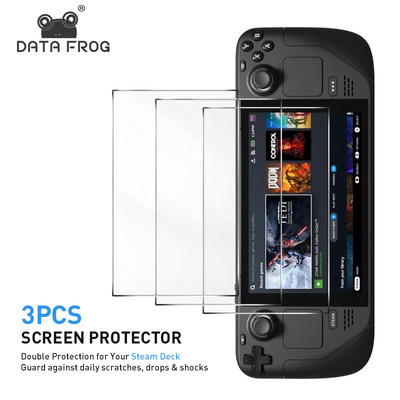 DATA FROG 3 Pack Premium Screen Protector For Steam Deck 7 Inch Anti-Scratch 9H Tempered Glass Film For Steam Deck Controller