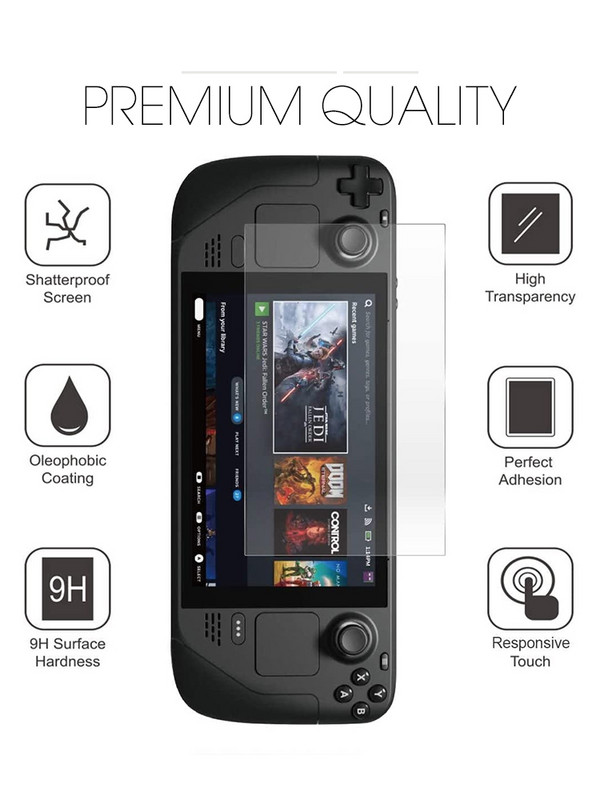 DATA FROG 3 pakiranja Premium zaštitnik zaslona za Steam Deck 7 inčni film protiv ogrebotina 9H od kaljenog stakla za Steam Deck kontroler