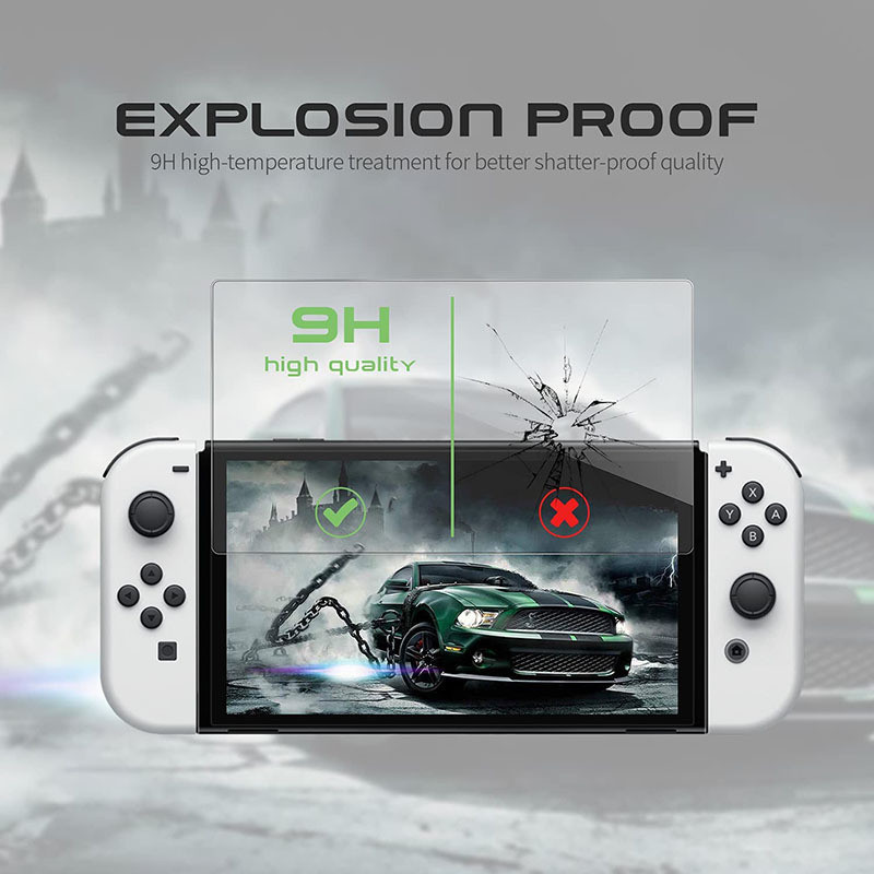 9H grūdinto stiklo ekrano apsauga, skirta Nintendo Switch OLED kieta apsauginė plėvelė, skirta Switch OLED žaidimų konsolės priedams