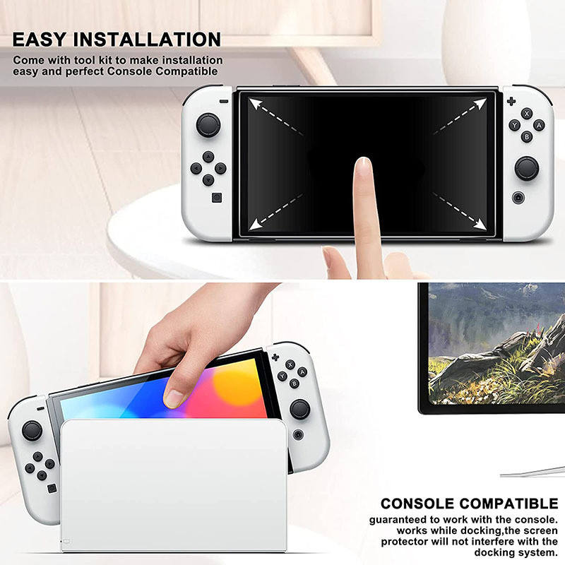 9H grūdinto stiklo ekrano apsauga, skirta Nintendo Switch OLED kieta apsauginė plėvelė, skirta Switch OLED žaidimų konsolės priedams