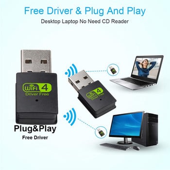 Безжичен USB WiFi адаптер Двулентова безжична мрежова карта 2 В 1 wifi Dongle PC мрежова карта 600mbps 2.4GHz+5GHz Wifi приемник