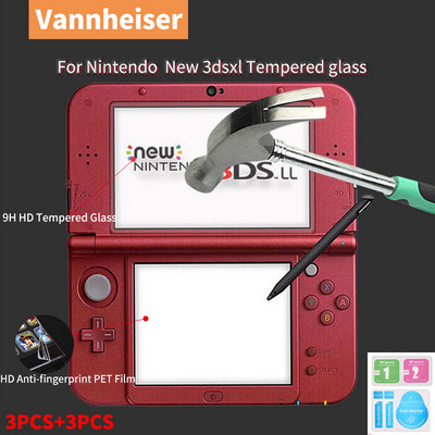 Nintendo jauns 3DS XL LL ekrāna aizsargs, augšējais 9H HD rūdīts stikls + apakšējais PET pilnībā caurspīdīgs vāks aizsargplēves aizsargs 3DS XL/LL