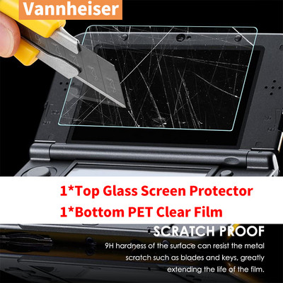 Nintendo New 3DS XL LL Gornji zaštitnik zaslona 9H HD kaljeno staklo + dno PET Full Clear Cover Zaštitna folija za 3DS XL/LL