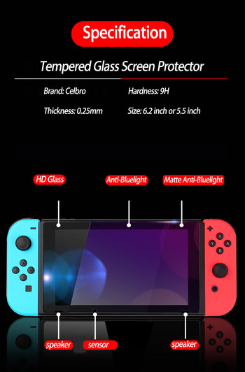 Протектор за екрана против синя светлина за Nintendo Switch Lite Glass за Nintend Switch Nintendos NS Lite Защита от закалено стъкло