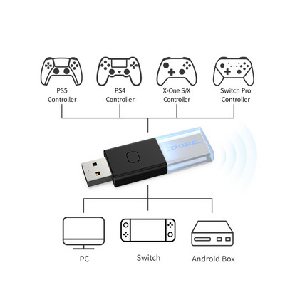 USB juhtmevaba juhtkangi mängupuldi muundur PS5 / Switch NS / PS4 / Xbox PC Bluetoothi kontrolleri adapteri vastuvõtja jaoks mängutarviku jaoks