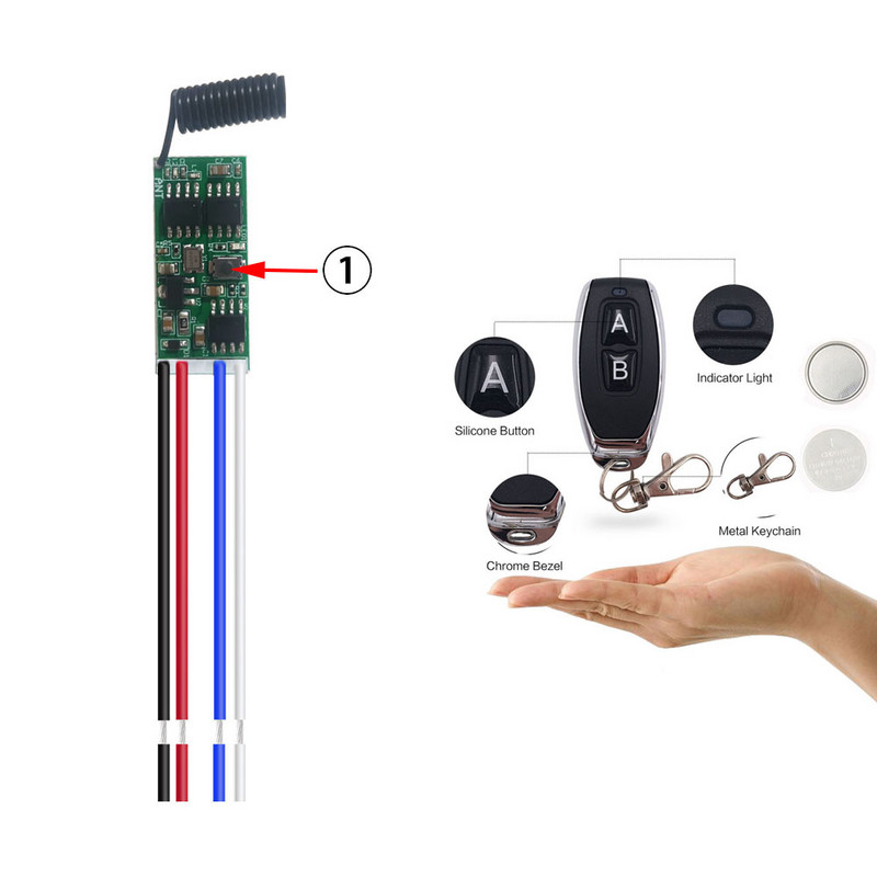 Mini univerzalni daljinski upravljač 12V motorni relejni modul 3.6V 6V 18V relejni prijemnik i odašiljač za naprijed i nazad DIY