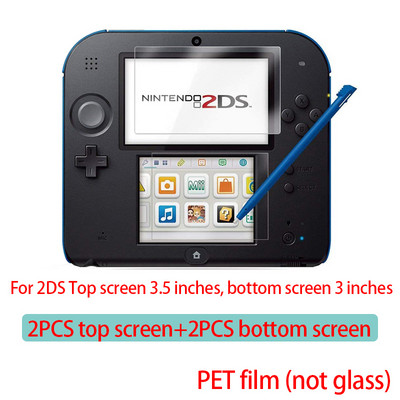 6 in1 rūdīta stikla caurspīdīga aizsargplēves virsmas aizsargpārklājs priekš Nintendo New 2DS XL 2DS LL LCD ekrāna aizsargs, āda 2ds