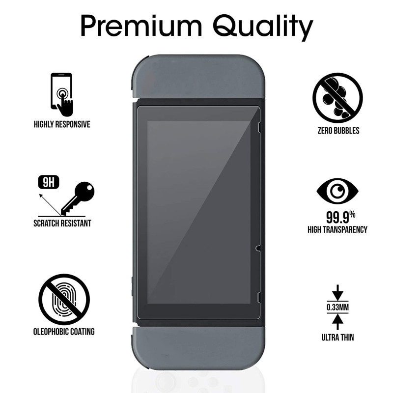 2/1 vnt. grūdinto stiklo ekrano apsauga, skirta „Nintendo Switch“ / „Switch Lite“, skirta NS OLED 9H Untra Slim plėvelė, skirta NS jungiklio stiklui