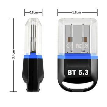 Мини безжичен USB адаптер Съвместим с Bluetooth 5.3 USB адаптер Приемник Поддръжка на предавател Windows 8.1 Win10 Win11