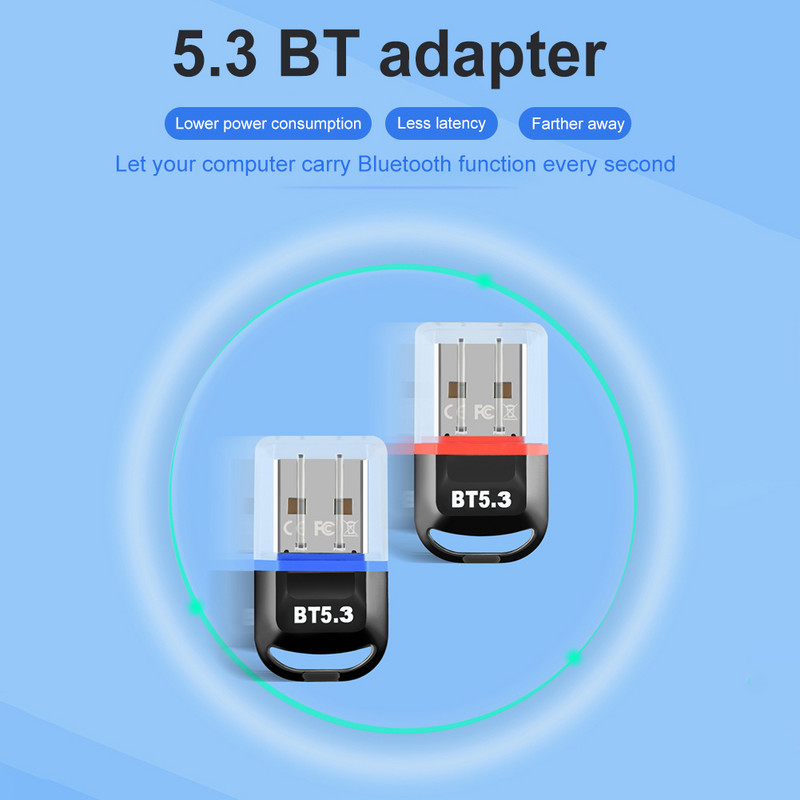 Mini bežični USB adapter Bluetooth-kompatibilan 5.3 USB adapter Prijemnik Odašiljač Podrška Windows 8.1 Win10 Win11