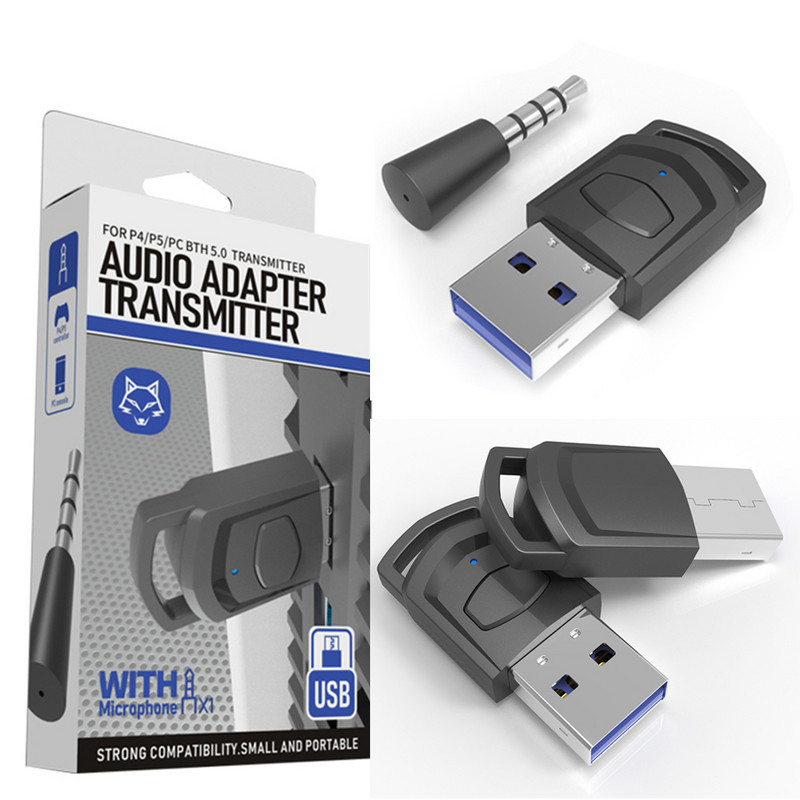 Bežični adapter za slušalice Prijemnik za PS5 PS4 Igraća konzola Računalna slušalica Bluetooth kompatibilan 5.0 Dongle Audio odašiljač