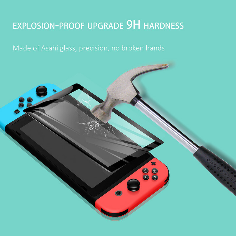 Grūdinto stiklo jutiklinio ekrano apsaugos dėklas Apsauginė plėvelė, pilnai dengianti apsauga, skirta „Nintendo Lite NS Mini Nintend Switch“ priedams